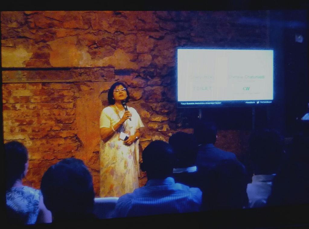 FollowCII's tweet image. Pvt sector to play imp role in #swachhbharat technology dev, innovation, models for communication - @shefchaturvedi #ToiletBiz16