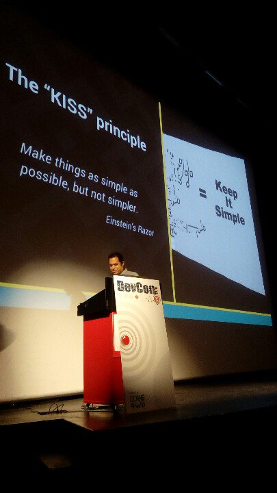 mpapis's tweet photo. Amihay: keep it simple stupid #DevConTLV https://t.co/IkeE7SkxtU