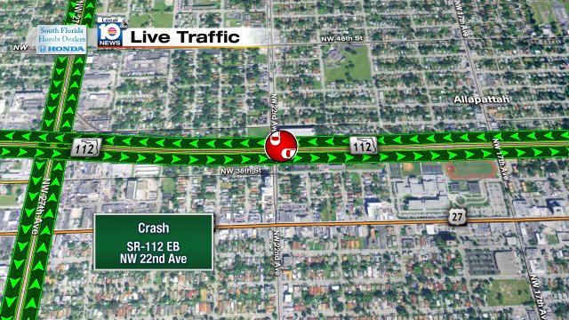Crash on SR-112 EB at NW 22nd Ave #traffic https://t.co/ML73BRmMuG