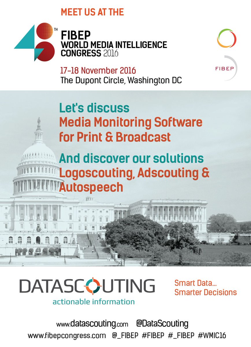 DataScouting's tweet photo. Let'd discuss #MediaMonitoring #Print #Broadcast #LogoScouting #AdScouting, #AutoSpeech #Geolocation at #_FIBEP #WMIC16 17-18 Nov https://t.co/Wpnep8Ez3E