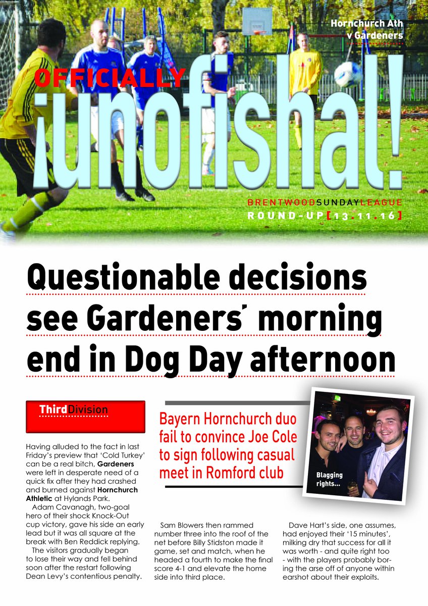 BrentwoodSunLge's tweet photo. Round-up for 13.11.6 #roundup #essexfootball #BSL retweets and likes always welcome.....I'm off down the pub...adéu. https://t.co/6a4VWAV9sK