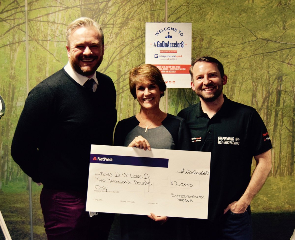 moveitorloseit1's tweet photo. Congrats to our CEO for winning £2,000 #GoDoAcceler8 award thanks to @ESparkGlobal seen here with enabler @EntSparkJoe and @LeeCurrier https://t.co/604Enu9l7k