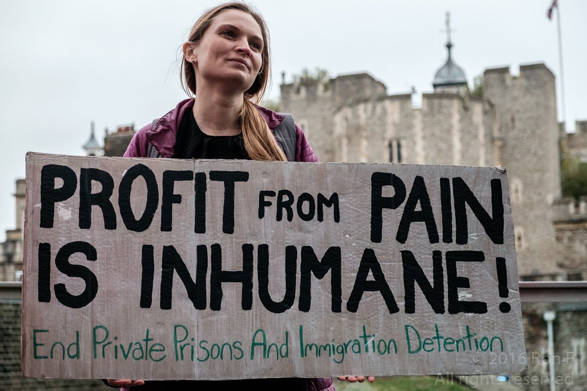 TheWeeklyBull's tweet photo. Scenes from the #ECDS16 Custody Summit demo this morning #StopTheSummit  @ReclaimJustice @DetentionAction @AishaDod @GlobalJusticeUK https://t.co/2Ul7WXPCBH