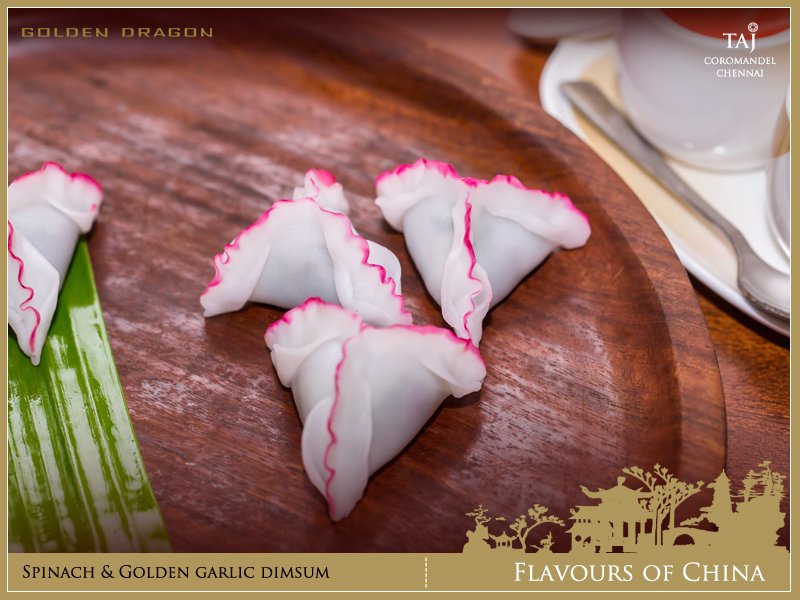 taj_coromandel's tweet photo. If you're a fan of Dim Sums, don't forget to feast on Spinach &amp; Golden Garlic Dim Sum at #GoldenDragon! #FlavoursOfChina https://t.co/0fghVIsR0n