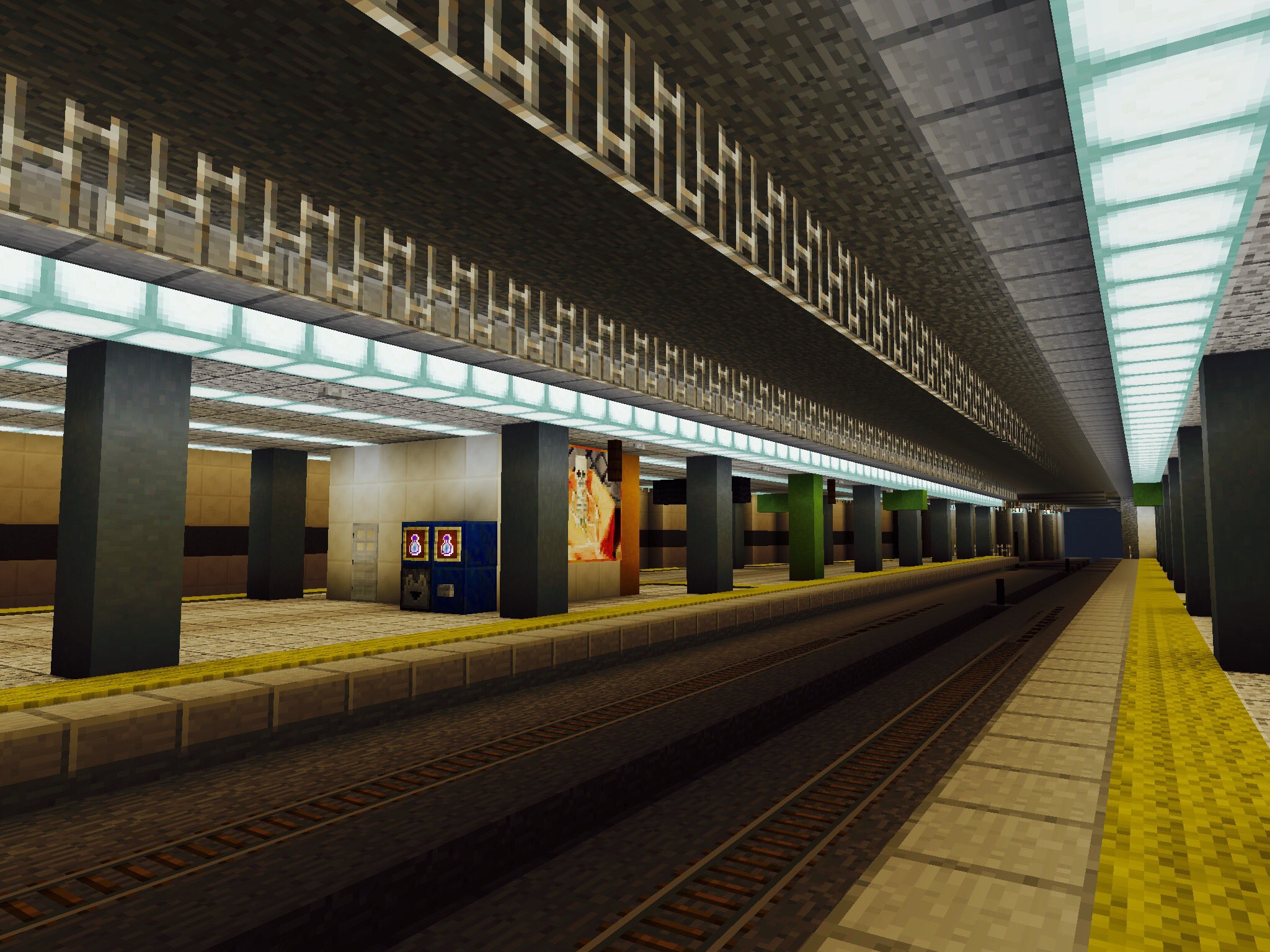 Twitter 上的 東立 Minecraft 昨日から製作してた駅が完成しました 2面3線の地下駅で ホーム有効長は最大10両編成です モデルは大阪難波駅です T Co Bfjayecwcn Twitter