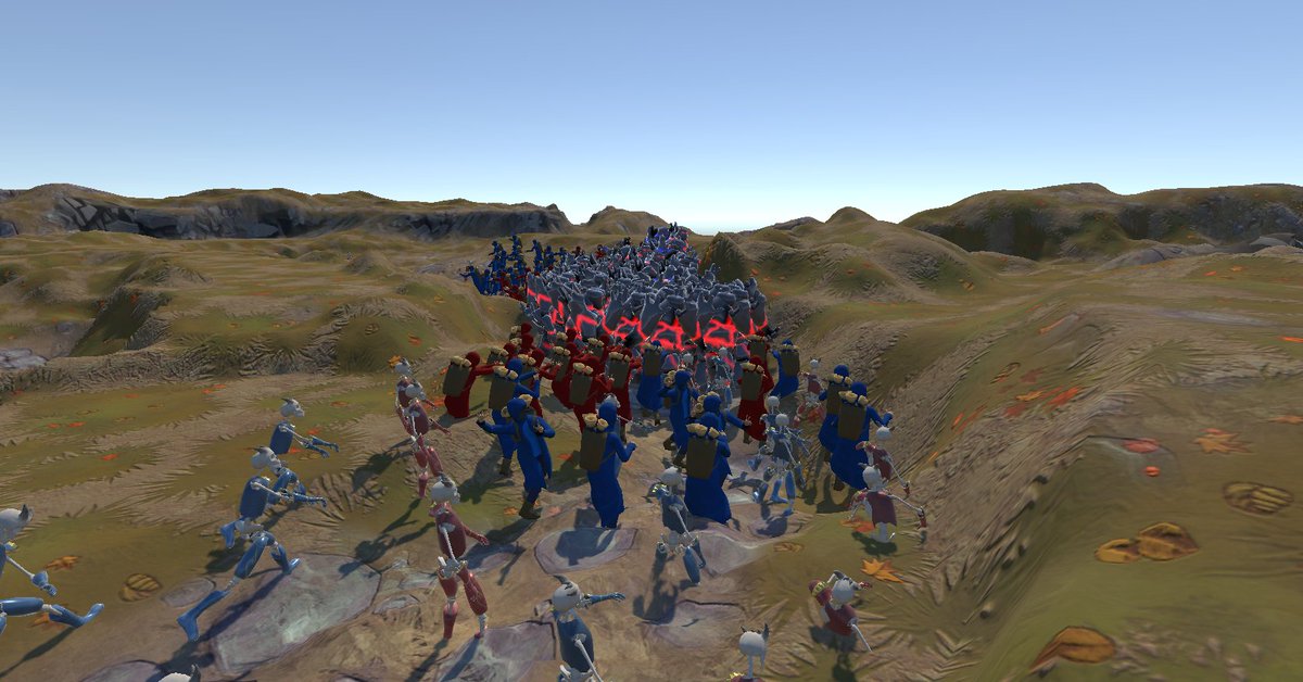overtowered's tweet photo. What happens when a bug causes units to not deal any damage to one another... #indiegame #bug #overtowered #indiedev https://t.co/NJWh69vCXi
