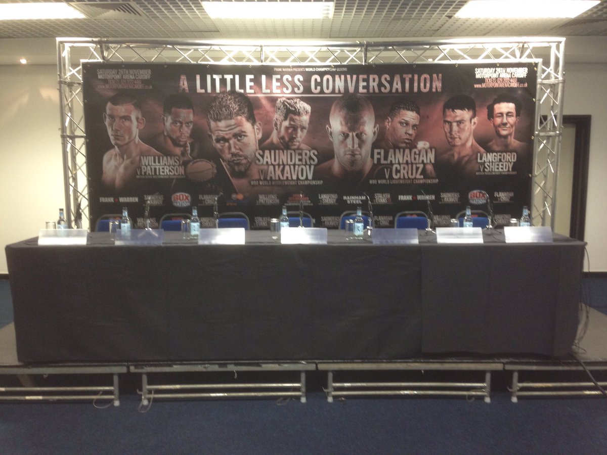 Ringcraftboxing's tweet image. All setup and ready for the @frankwarren_tv presser today!! @bjsaunders_ @terryflanagan5 #ALittleLessConversation #boxing 👊🏼
