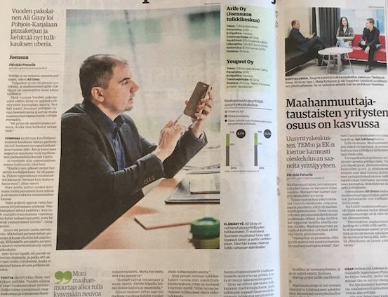 Youpret Oy ja Ali Giray kehittää tulkkauksen uberiä. Lue juttu päivän Kauppalehdestä. #kauppalehti #joensuu #tulkkaus  #digitalisaatio