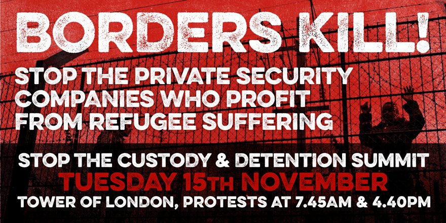 DetentionAction's tweet photo. Important demo today. Never been more important to challenge financial incentivisation of mass incarceration #StopTheSummit  #ECDS16 https://t.co/f6gajTGubW