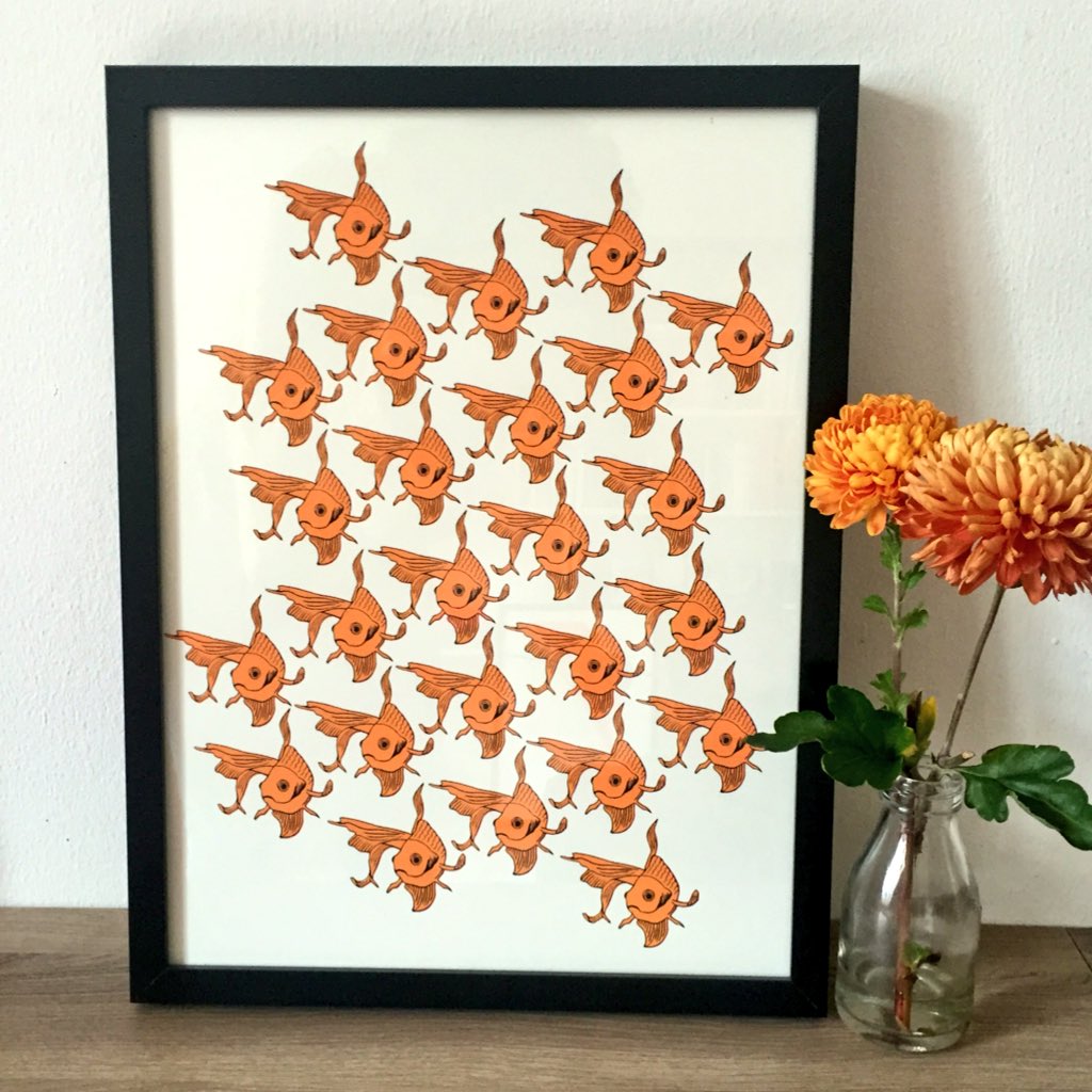 Tangy goldfish pattern print now on the longfeltwant #Etsy shop 🐟🐟🐟 etsy.com/uk/listing/491…