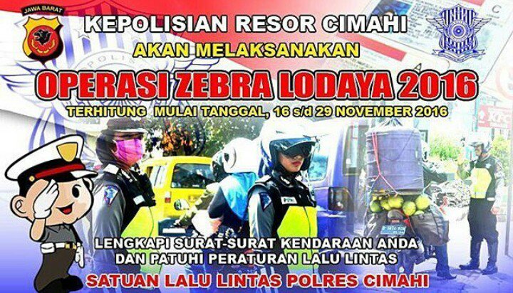 Lengkapi surat2 kendaraan dan patuhi peraturan lalu lintas. Oprasi Zebra Lodaya 2016. #InfoSeputarcimahi