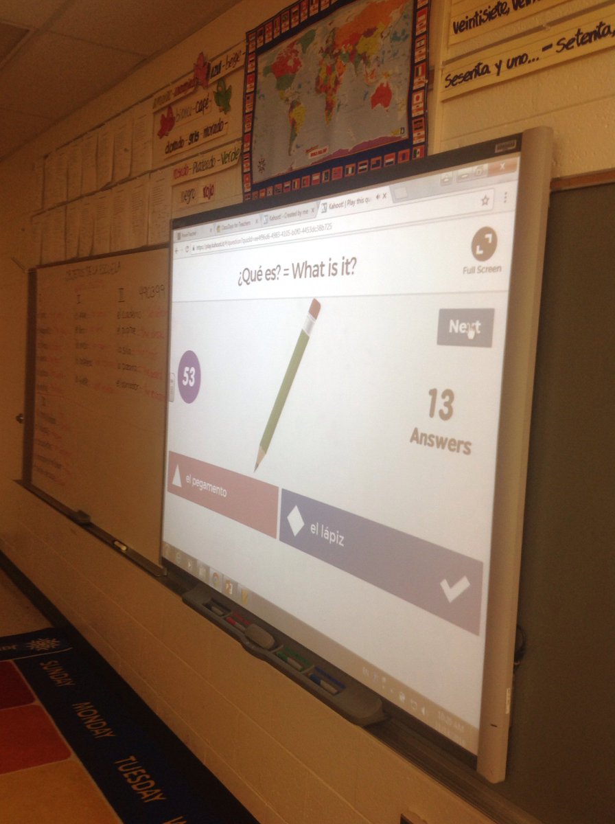 profesoraarias's tweet photo. Using @GetKahoot to practice reading in Spanish. #SchoolObjects https://t.co/dKEP5a1HxJ