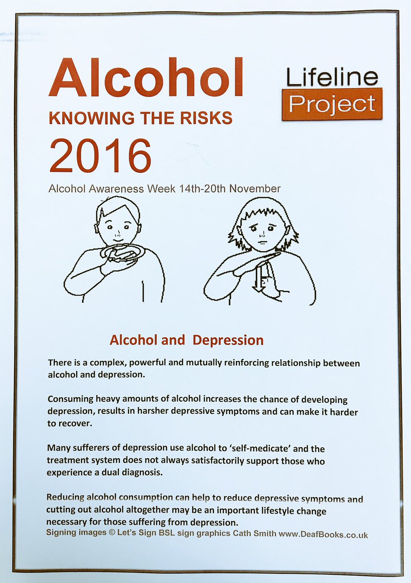 Day 2, Alcohol Awareness Week, fact of the day! Alcohol and depression... understand the risk! #deafcommunity #inclusion #Allaware #AAW2016
