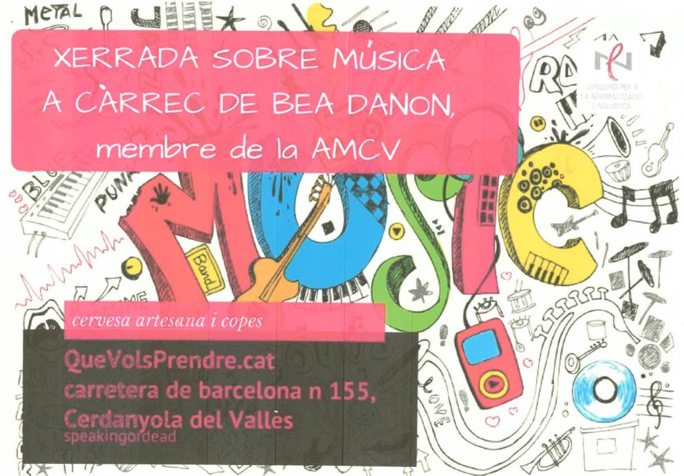 CNLVO3's tweet photo. Tertúlia en català al bar @QVPcat Demà la Bea Danon ens parlarà del món de la música! https://t.co/tByitdumcg https://t.co/llY0huuMIs