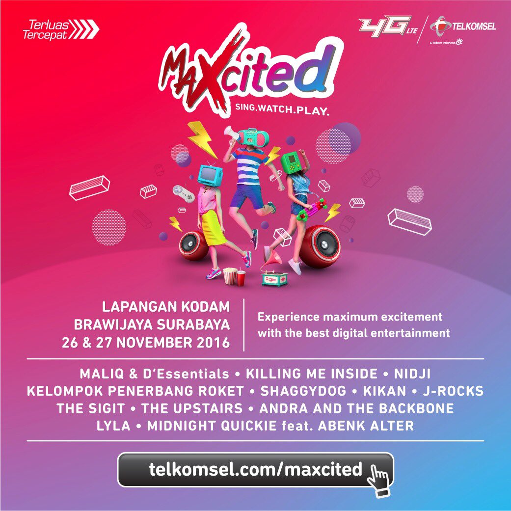 Grab it fast Free Of Charge Just Login to telkomsel.com/maxcited to get your free e ticket