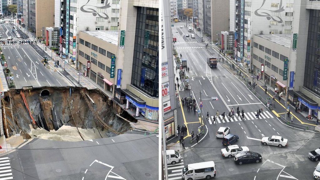 BBCWorld's tweet image. Busy road in Fukuoka, Japan, reopens just a week after it was wrecked by gigantic sinkhole
bbc.in/2fBDsCM