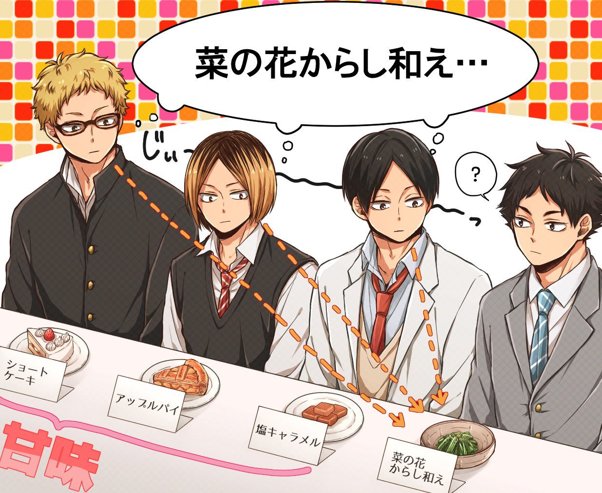 カナ 無気力組の好きな食べ物 木兎 赤葦だけ空気読めてないみたいwww T Co S87ufnl63o Twitter