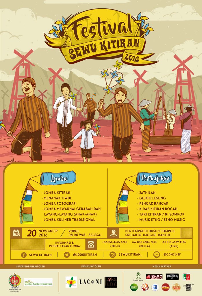TravellerKaskus's tweet photo. #InfoPejalan 20/11/16 Festival Sewu Kitiran 2016 | Aneka lomba & pertunjukan | Desa Sriharjo, Imogiri Bantul | info @1000kitiran #FSK2016 https://t.co/s8WsmQ1vPU