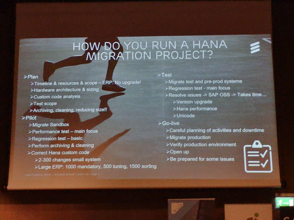 Chronoo's tweet photo. How do you run a HANA migration project? @ericsson at #IMPULS2016 https://t.co/NUkjsCO8Hr