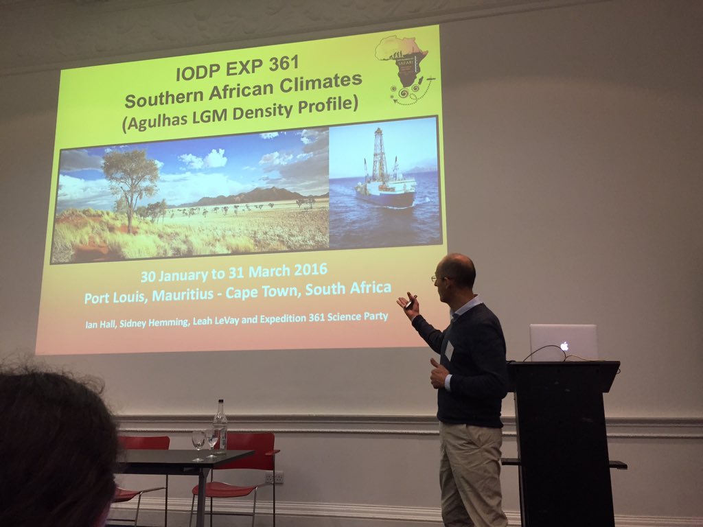 CarolineLear's tweet photo. @IanHall_CU shows how #IODP drilling reveals oceanic control on climate and human evolution #Exp361 https://t.co/jj4ukKrNc6
