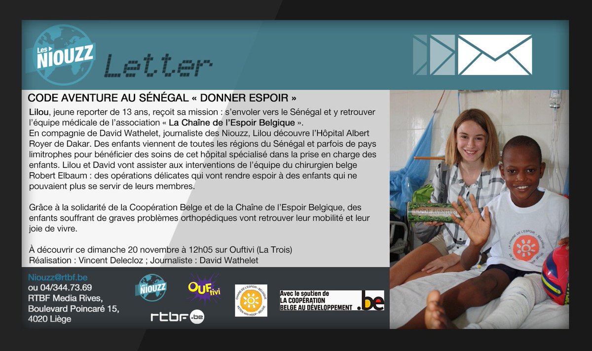 #hope #Children #healthcare #NGO #Senegal #rtbf #ouftivi ce dimanche 20/11 à 12h05: reportage mission médicale au Sénégal!