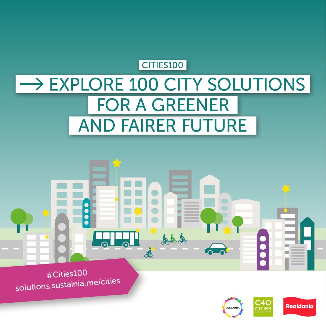 Sustainia's tweet photo. Just out today: #Cities100 showcases 100 leading #ClimateAction solutions in 60+ #cities. Check it outβ https://t.co/97mLEq7H3H https://t.co/esjyp0t99Z