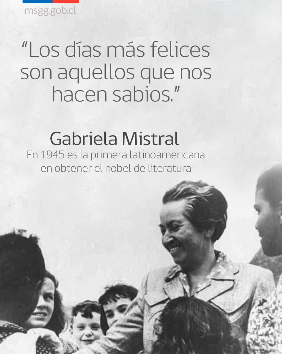 voceriagobierno's tweet image. Un día como hoy, hace 71 años, Gabriela Mistral se convertía en la primera iberoamericana en recibir Premio Nobel de Literatura 👏👏👏