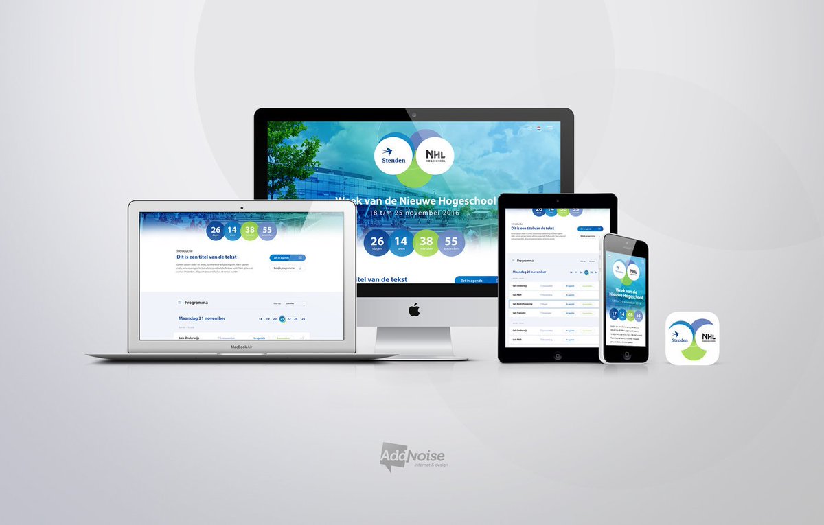 Add_Noise's tweet image. Voor onze opdrachtgevers NHL/Stenden hebben we deze mobile first site gemaakt voor de Week van de nieuwe hogeschool: deweekvandenieuwehogeschool.nl