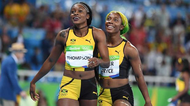 WayneWhyte4's tweet photo. #Thompson ahead of Fraser as Jamaica's sprint queen @simonewalsh11 https://t.co/ZW7nkmVBrr