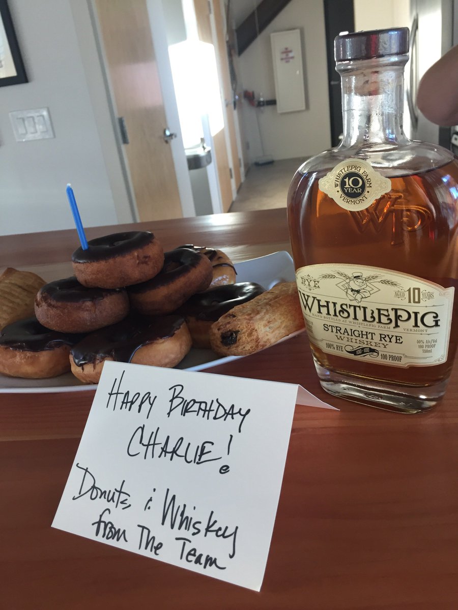Happy Birthday to our fearless leader: Charlie Woolley #donutcake #whiskeyinthemorning <a href="/Woolley_II/">Charlie Woolley</a>