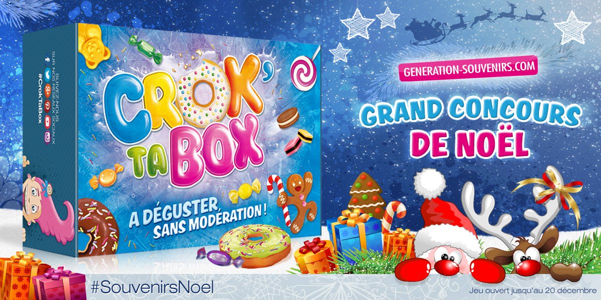 GSouvenirs's tweet image. #Jeu #Concours #Noel : FOLLOW @GSouvenirs + RT ce tweet. 
6 mois d'abonnement #Croktabox notre box 100 % gourmande à gagner !!!