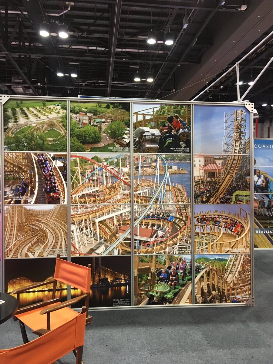 ThemeParkReview's tweet image. Gravity Group showing off their Timberliner trains and so many coasters. #IAAPA2016