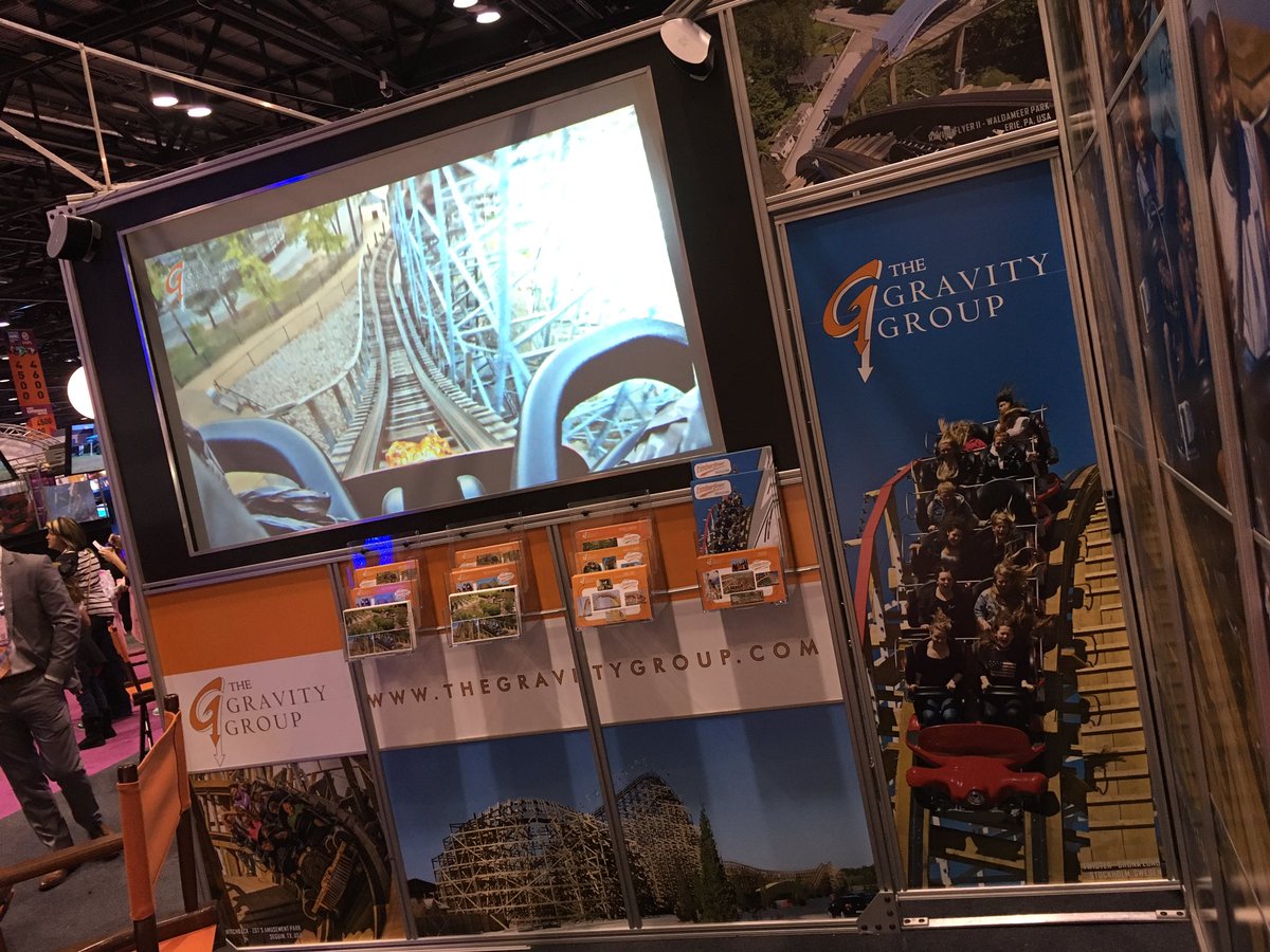 ThemeParkReview's tweet image. Gravity Group showing off their Timberliner trains and so many coasters. #IAAPA2016
