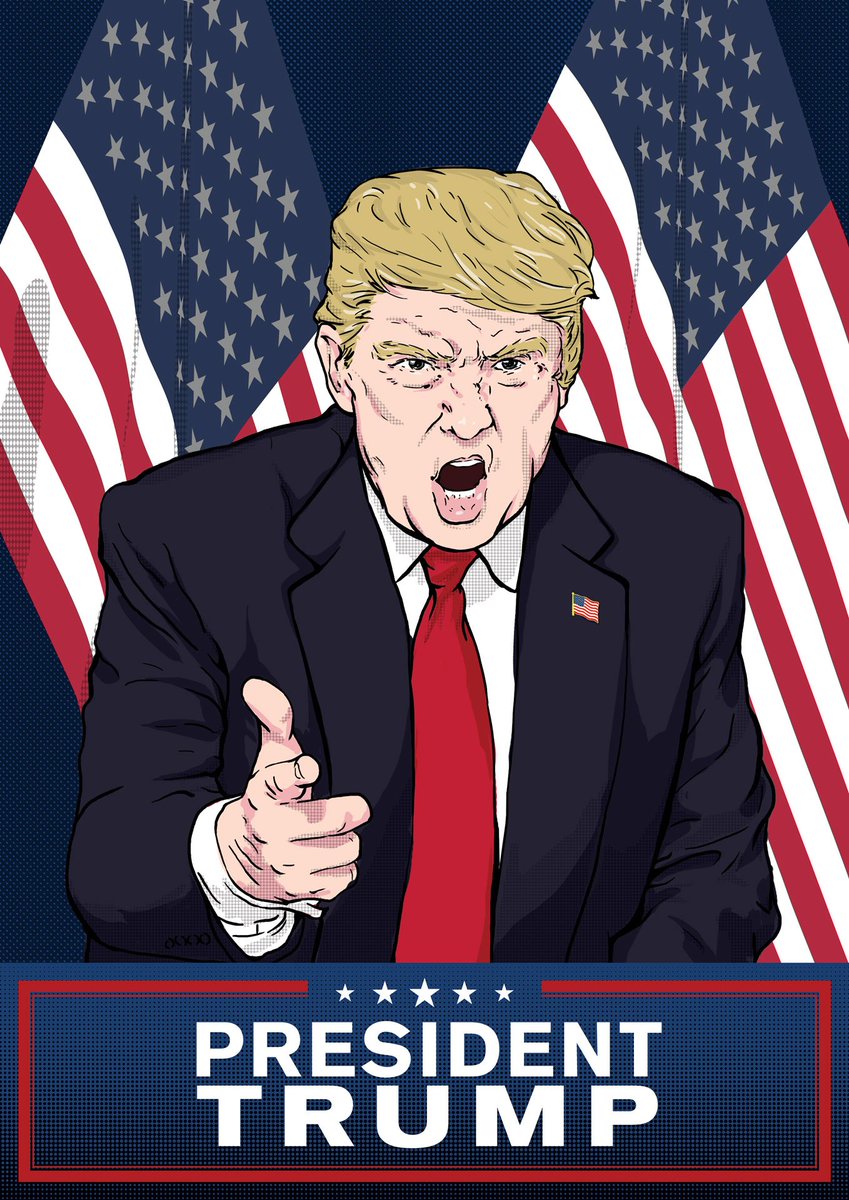 President Donald Trump illustrated poster #trump #poster #illustration