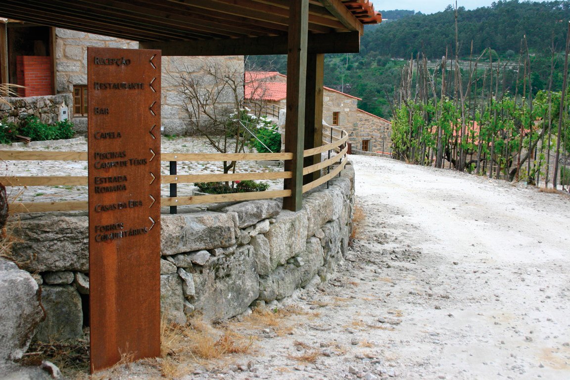 Aldeia Povoa Dão. Corten steel Signage. Designed and Executed by Epositiva #signage #creativesignage #sign #cortensteel #nofilter