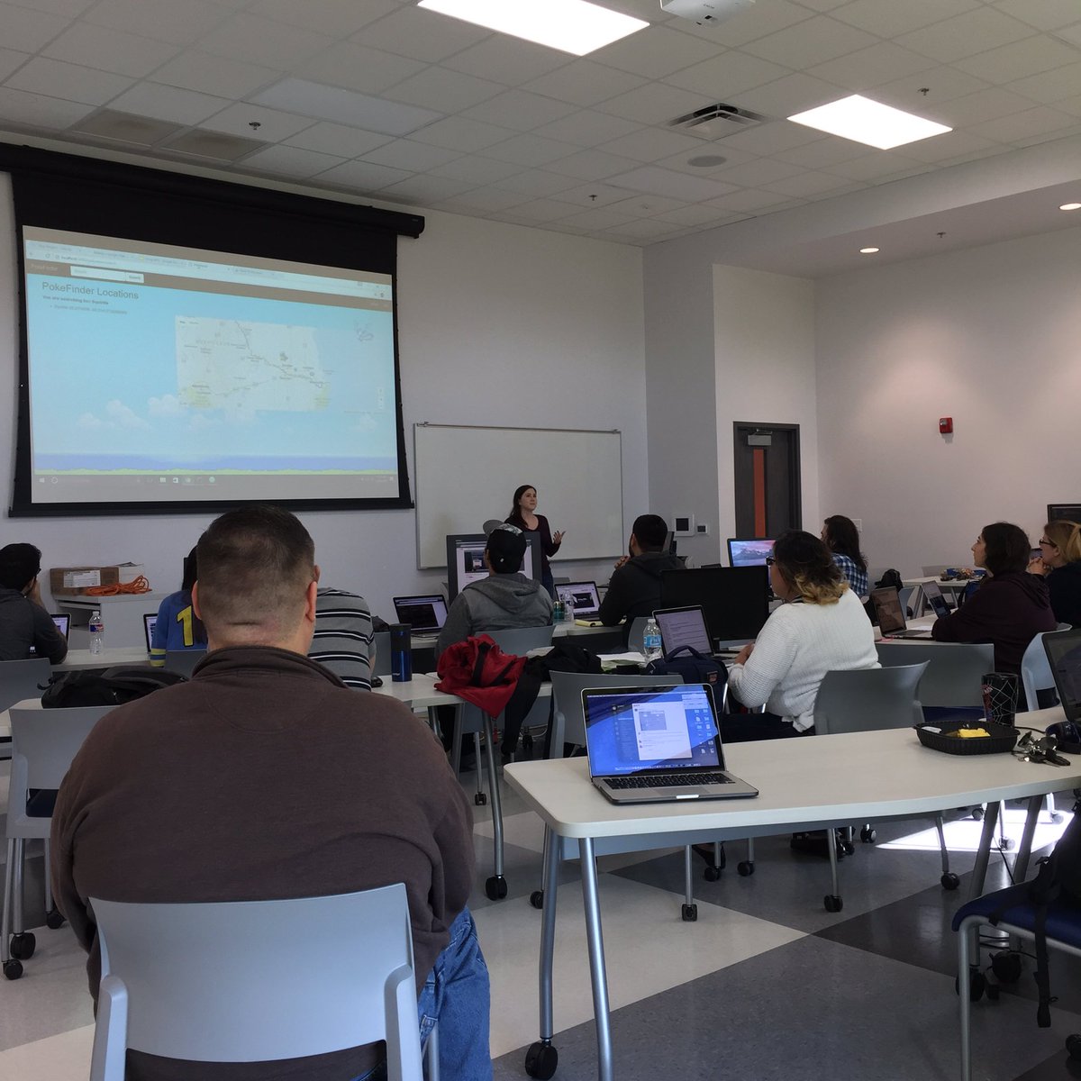 Codergv's tweet photo. Awesome to have Boot Cohort 1 alumni Samantha giving a presentation about #APIs for our Cohort 2 students at @MissionEDC #CEED! https://t.co/Gg1RrXXxKj
