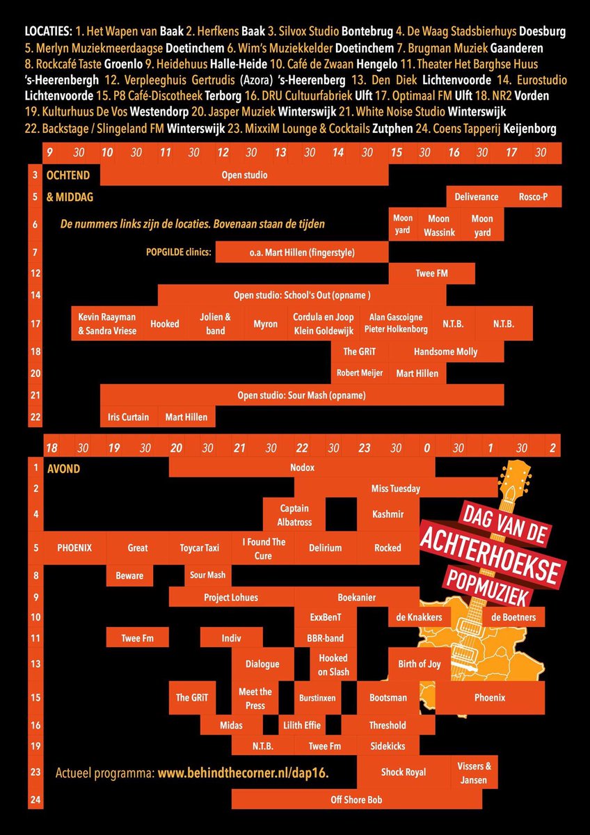 8erhoeksemuziek's tweet photo. Hét blokkenschema van de 3e Dag van de Achterhoekse Popmuziek 🤗. Meer info en updates https://t.co/iIzEccPtIb https://t.co/AOj2RHHR6Z