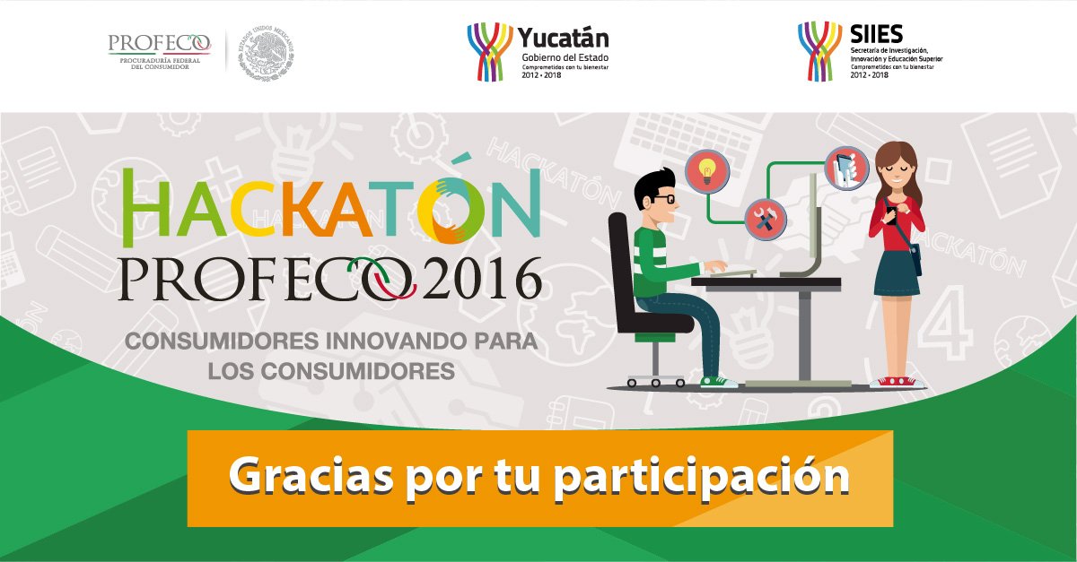 HackatonPROFECO's tweet photo. Gracias a todos lo participantes por haber hecho este #HackatónProfeco2016 todo un éxito! Muchísimas felicidades a todos! @Profeco https://t.co/nfBkZ63zsj
