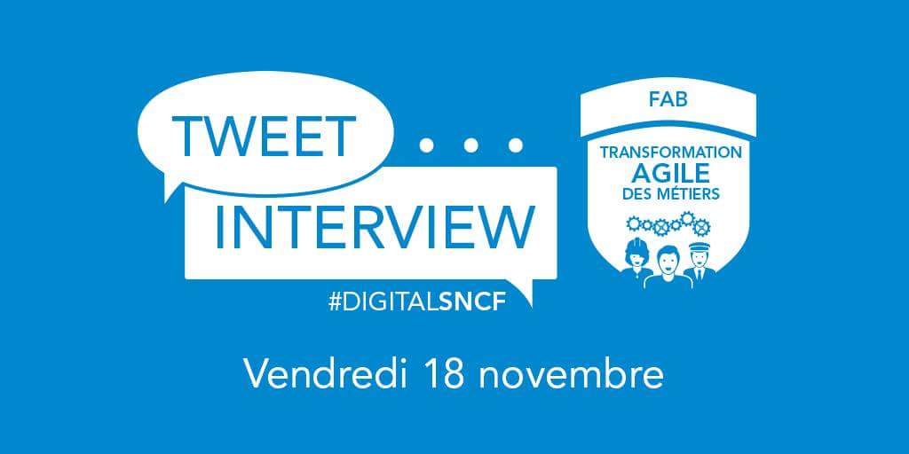SNCFNumerique's tweet image. Après les Fabs Design &amp;amp; IoT, place à la #TweetInterview de la Fab #TransfoAgile. RDV vendredi pour tt savoir sur la transfo.interne de SNCF!