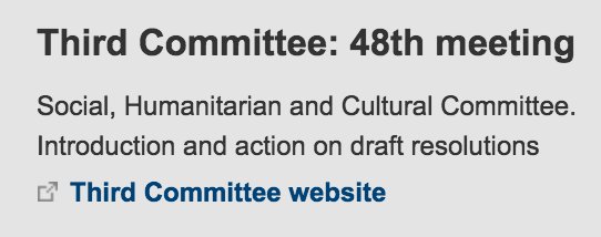 Lorey's tweet photo. Glued to @UNwebcast watching Third Committee. Having flashbacks to my favorite assignment @UF_MUN circa 2008! #humanrights #UNnerd https://t.co/iFku2dkw4f