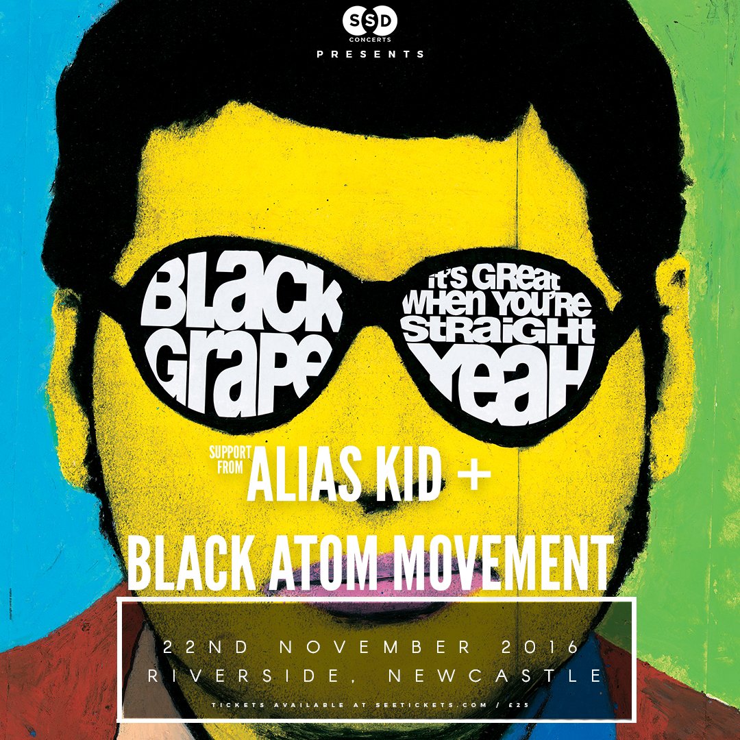 THIS TIME NEXT WEEK: Shaun Ryder's @BlackGrape2015 is taking over <a href="/RiversideNewc/">Riverside Newcastle</a> with <a href="/aliaskid/">Alias Kid</a> &amp; <a href="/BLKATOMMOVEMENT/">BLACK ATOM MOVEMENT</a> bit.ly/1qUDPfZ