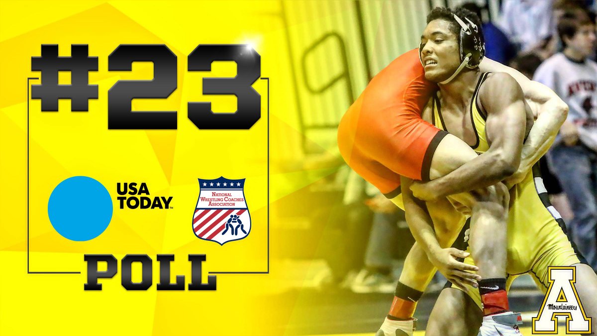 appstatesports's tweet photo. .@AppWrestling is back in the Top 25 after a furious start to its season!

📰 https://t.co/edAkV8tiy8 https://t.co/eTuWOAUny1