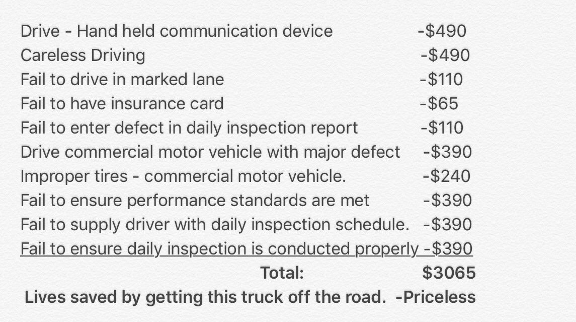 CstTaraso9345's tweet image. Well the inspection of the #CMV truck by @HRPSCMV is complete. Spoiler alert, it failed horribly. Compliance is free &amp;amp; safer @HaltonPolice