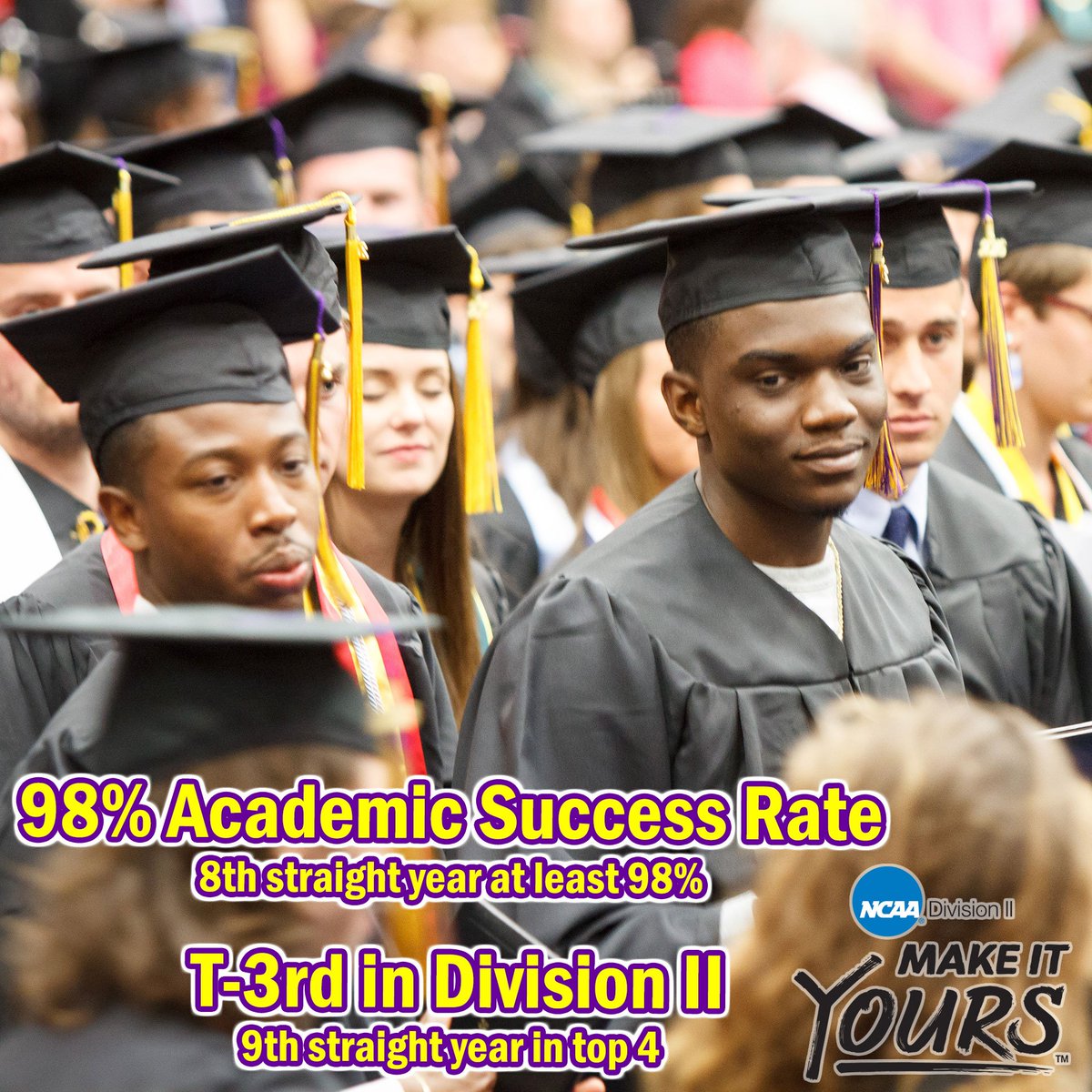 smcathletics's tweet photo. .@saintmichaels student-athletes graduate at 98% clip, tie for 3rd in @NCAADII https://t.co/2WGOjZChoX #smcpks #smcvt #ne10 https://t.co/Da5Ql7yFiV