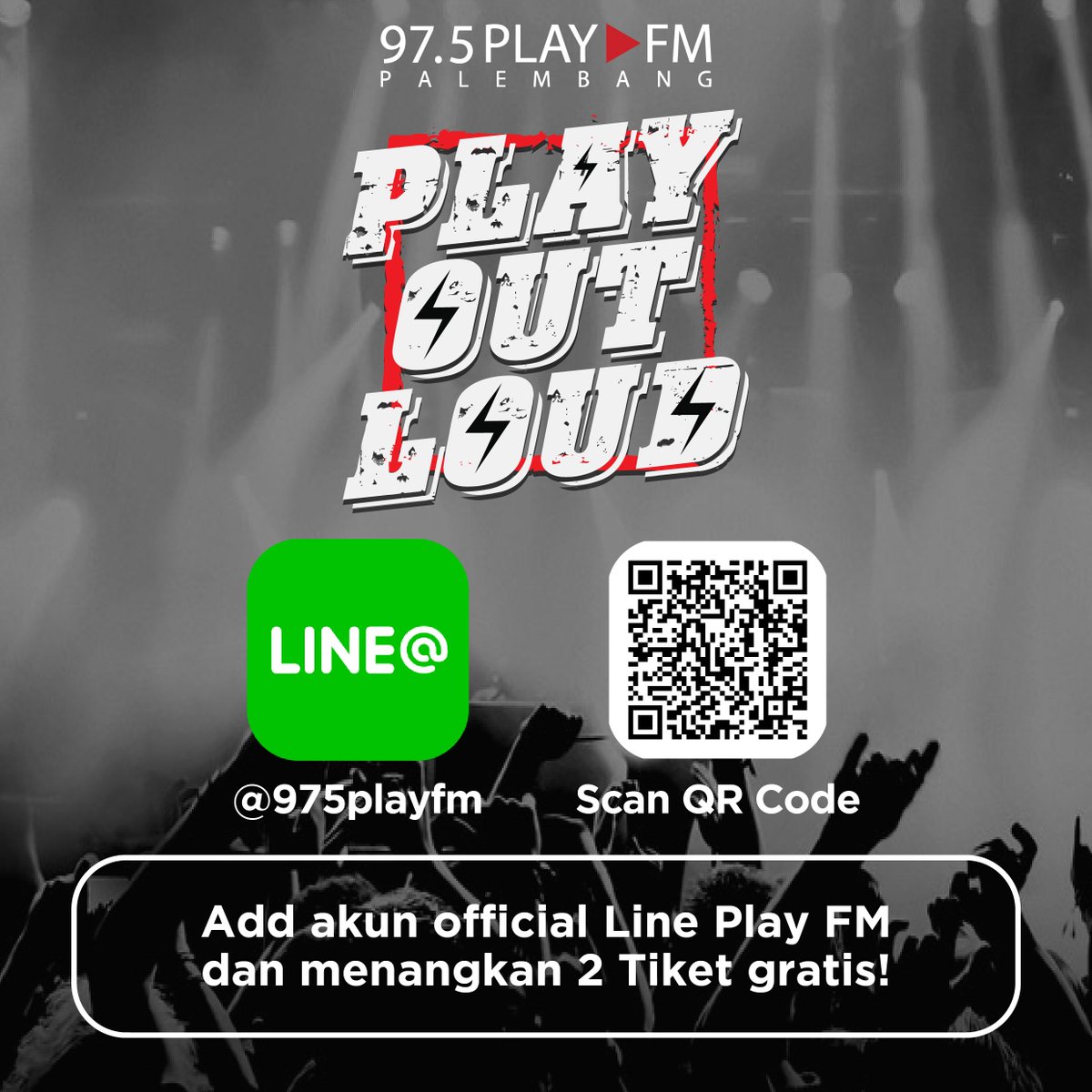 975PLAYFM's tweet image. Masih belum punya tiket #PlayOutLoud #2YearsRockinOut ? Add akun Line Play FM skrg juga.