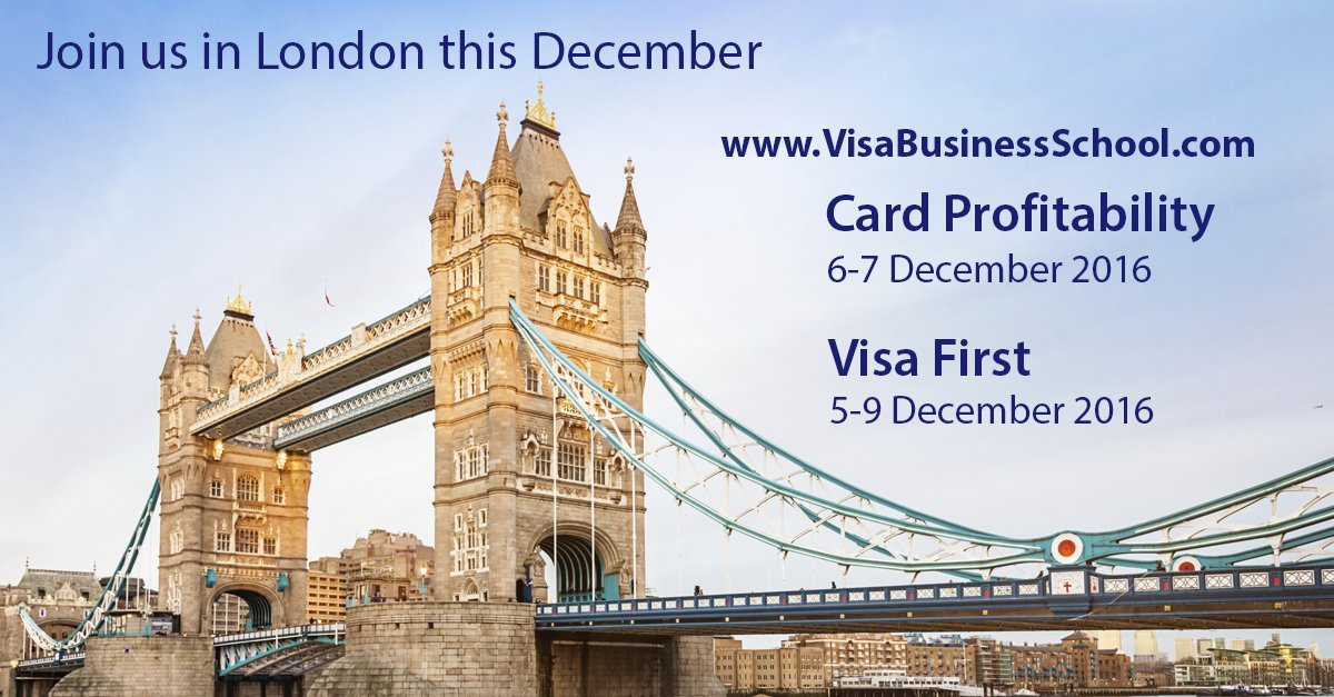 visabusschool's tweet photo. London in December.  Join us. Last week to register for Visa First and Card Profitability. https://t.co/22h5j6ggbn https://t.co/ymBUoCu0FU