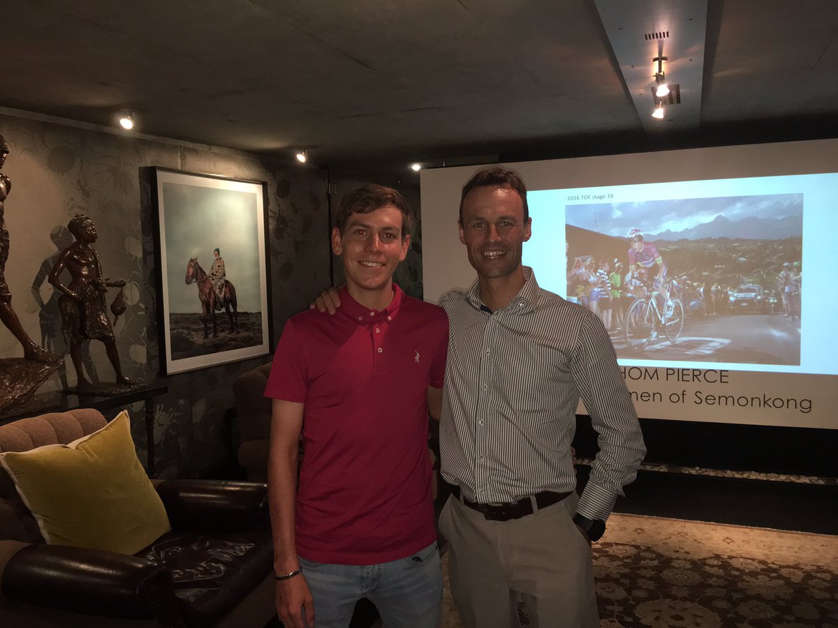 Had the pleasure of meeting <a href="/LouisMeintjes/">Louis</a> tonight. A true gentleman and incredible cyclist. Making SA proud.