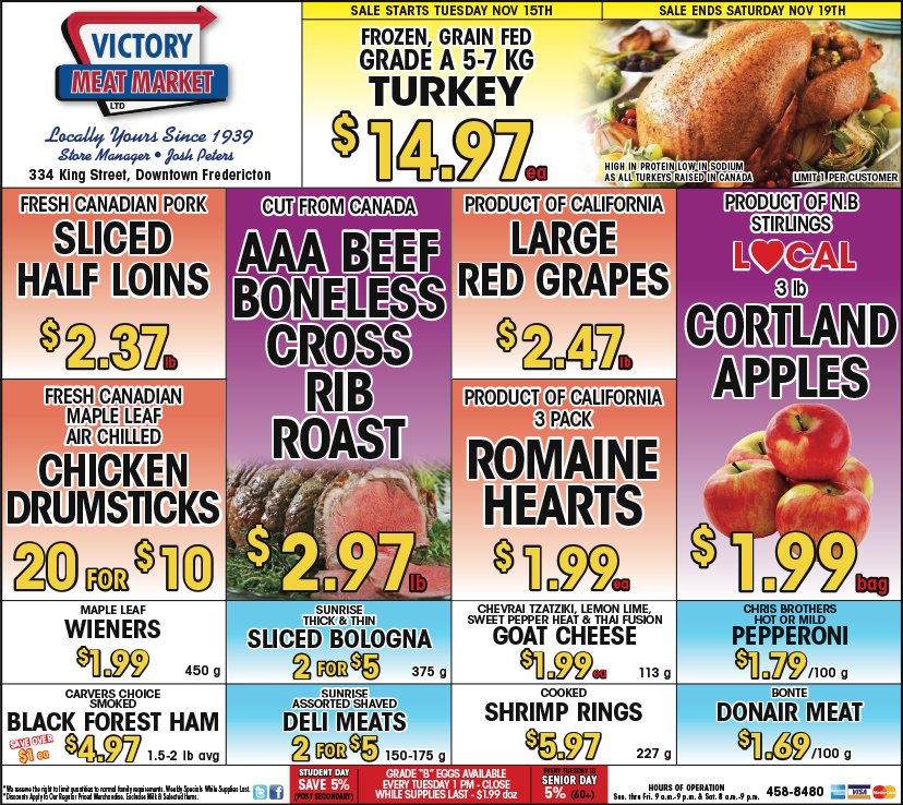 This week's flyer! Sale is on Tuesday, November 15th till closing on Saturday, November 19th.