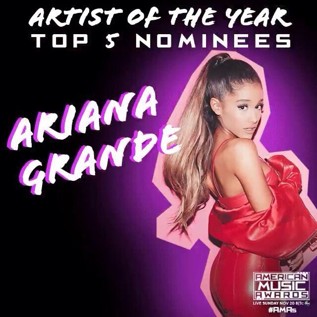 AG_ItFanpage's tweet photo. @ArianaGrande artist of the year #AMAs 🌙💜 https://t.co/S7IRuoN9uW