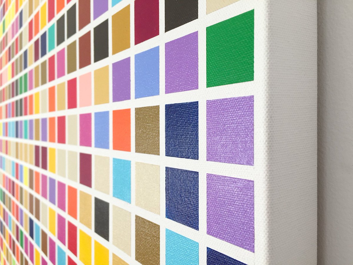 Chromapost's tweet photo. Chromapost Liquitex Translation [1 Jan 2014 - 11 Aug 2015]. Set of 24 Liquitex Basic colors. Acrylic paint on canvas. 30" x 40" https://t.co/mfSjVrBSKC